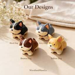 Personalised Wooden Corgi Figure - Engraved Name New Baby Gift Christening Nursery Decor - thumbnail 2