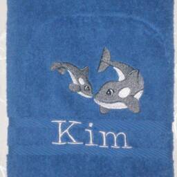 Guest Towel/Hand Bath 470/500 G/Meter Whale 01 Whales Sea Creatures + Name Embroidery Personalized - thumbnail 2