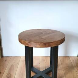 Handmade Round Side Table Modern Wood Top With Metal Legs - thumbnail 2