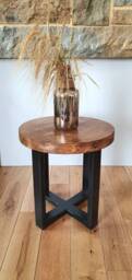 Handmade Round Side Table Modern Wood Top With Metal Legs - thumbnail 3