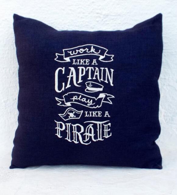 Chalk Board Pillow Embroidered Cover Boat Decor Beach House Nautical Decor Gift Captain Yacht Pirate - image 1