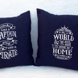 Chalk Board Pillow Embroidered Cover Boat Decor Beach House Nautical Decor Gift Captain Yacht Pirate - thumbnail 3