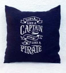 Chalk Board Pillow Embroidered Cover Boat Decor Beach House Nautical Decor Gift Captain Yacht Pirate - thumbnail 1