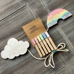 Rainbow & Cloud Sparkly Art Display, Kids Children's Work Room Decoration, Photo Wall - thumbnail 3