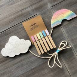 Rainbow & Cloud Sparkly Art Display, Kids Children's Work Room Decoration, Photo Wall - thumbnail 2
