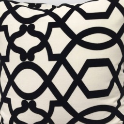 Glam Black Velvet Geometric Pillow Cover, Woven Cotton Tassels - thumbnail 3