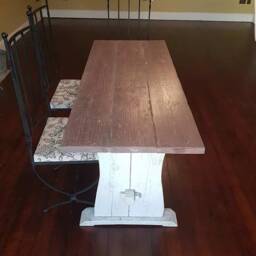 Reclaimed Table Tops, Farmhouse Dining Table, Kitchen Breakfast Country Farmhouse, Solid Wooden Benches