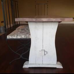 Reclaimed Table Tops, Farmhouse Dining Table, Kitchen Breakfast Country Farmhouse, Solid Wooden Benches - thumbnail 4