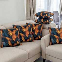 Made By Order Copper Brwon Feathers Effect Pattern Velvet Cushion Covers Any Size On Demand Custom Size