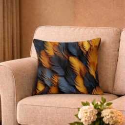 Made By Order Copper Brwon Feathers Effect Pattern Velvet Cushion Covers Any Size On Demand Custom Size - thumbnail 2