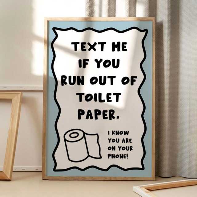 Text Me If You Run Out Of Toilet Paper Art Canvas Poster, Trendy Wall Art, Bathroom Aesthetic Decor, Retro Home Printed Gift - image 1