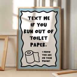 Text Me If You Run Out Of Toilet Paper Art Canvas Poster, Trendy Wall Art, Bathroom Aesthetic Decor, Retro Home Printed Gift - thumbnail 1