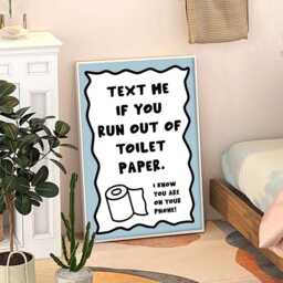Text Me If You Run Out Of Toilet Paper Art Canvas Poster, Trendy Wall Art, Bathroom Aesthetic Decor, Retro Home Printed Gift - thumbnail 3