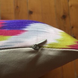Handwoven Silk Ikat Pillow Cover Rainbow Pattern, Home Decor - 24x16 In - thumbnail 3