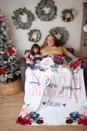 Mom We Love You, Mother's Day Gift, Christmas Present, Floral Style Blanket, Personalized Gift For Grandparent - thumbnail 1