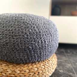 Boucl?? Round Ottoman Pouf, Chunky Knitted Footstool Pouffe, Modern Floor Seating, Machine Washable Cover - thumbnail 3