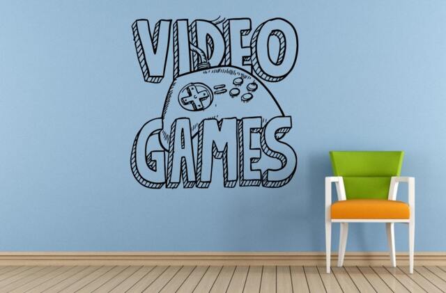 Play Game Video Games Button Over Controller Joystick Consul Room Brain Mind Wall Vinyl Mural Art Decor Decal Sticker L1640 - image 1