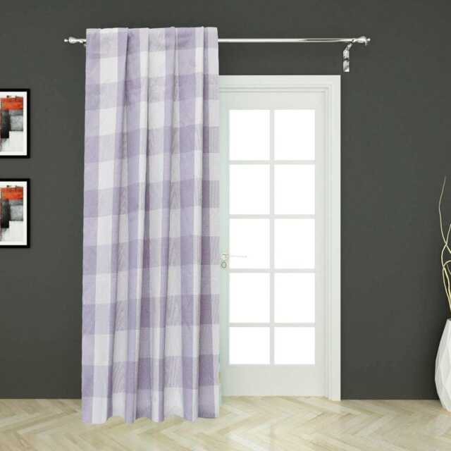 Light Purple N Ivory Gingham Checks Cotton Curtain Panels - Rod Pocket, Grommet, Box Pleat, Three Pinch Tab Top & Plain Ring Top - image 1