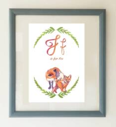 F Is For Fox, Nursery Art, Woodland Fox Letter F, Decor - thumbnail 1