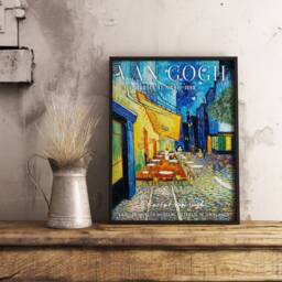 Van Gogh Cafe Terrace Exhibition Poster, At Night, Vincent Art Print, Wall Decor, Gift, A1/A2/A3/A4 - thumbnail 2