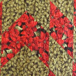 Quilted Christmas Tree Skirt Red Green Star Handcrafted - thumbnail 3