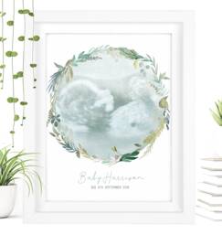 Framed Watercolour Baby Scan Print Art, Frame, Shower Gift, Ultrasound Photo, Mothers Day Gift From Bump - thumbnail 1