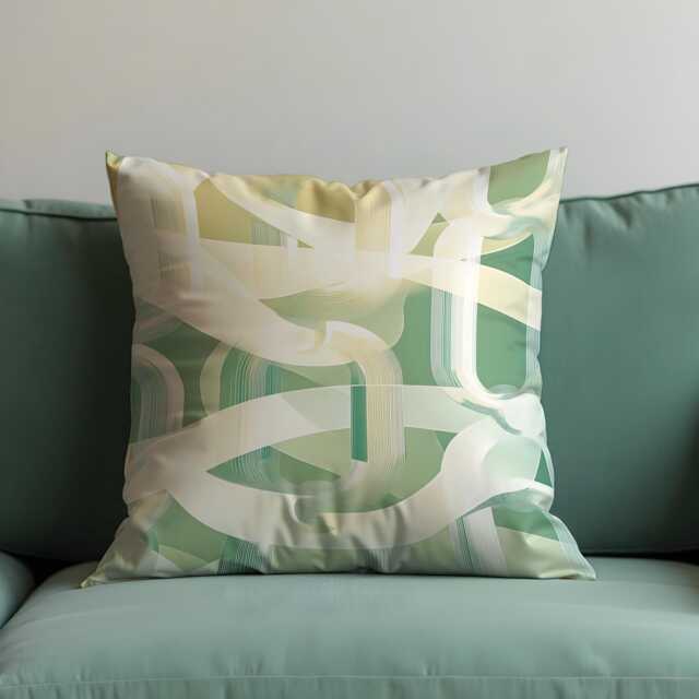 Green Abstract Cushion Cover, Soft Brushstroke Design Pillow Case, Modern Art Decor, 18x18 - image 1