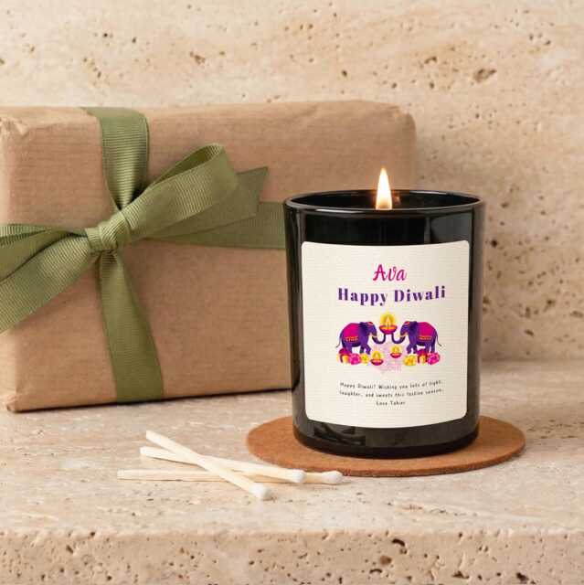 Happy Diwali Candle Gift Set With Matches, Personalised For Family & Friends, Hindu Festival Of Lights, Indian Festival - image 1