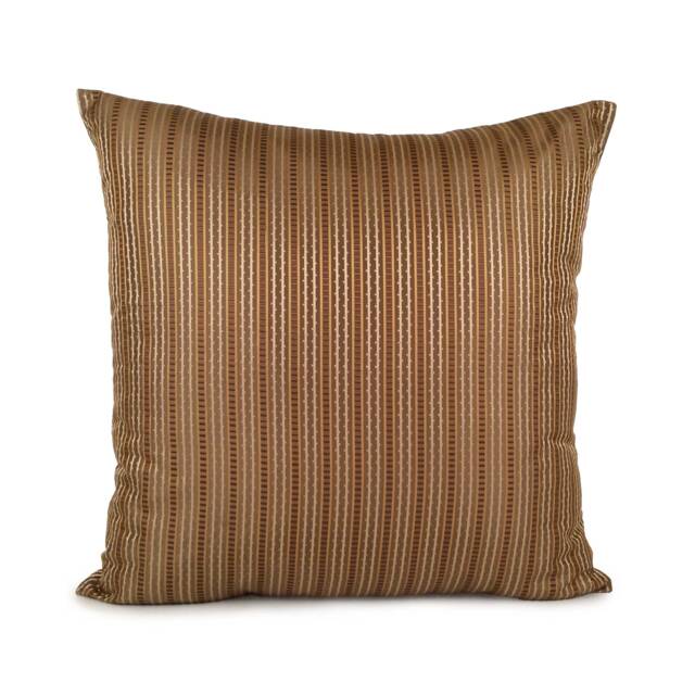 Gold Tan, Light Tan & Bronze Stripped Pillow, Throw Pillow Cover, Decorative Cushion Accent Trendy Silk Cover - image 1