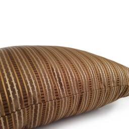 Gold Tan, Light Tan & Bronze Stripped Pillow, Throw Pillow Cover, Decorative Cushion Accent Trendy Silk Cover - thumbnail 4