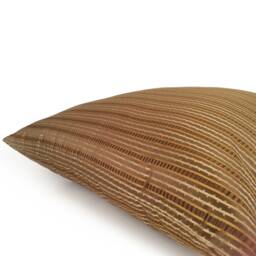 Gold Tan, Light Tan & Bronze Stripped Pillow, Throw Pillow Cover, Decorative Cushion Accent Trendy Silk Cover - thumbnail 3