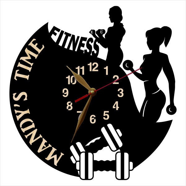 Wall Clock Body Fitness Club 12-18Inch Non-Ticking Large, Women Bodybuilding Female Sport, Gym Art D??cor #198 - image 1