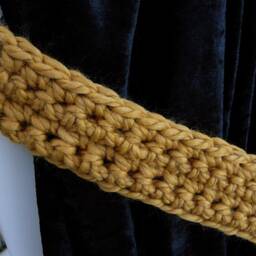 Gold Curtain Tie Backs, Solid Dark Yellow, One Pair Of Tiebacks For Drapes, Handmade Crochet, Simple, Basic, Thick, Ships in 5 Biz Days - thumbnail 3