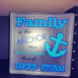 Family Anchor Frosted Glass Block - Home Decor Night Light - thumbnail 2