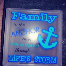 Family Anchor Frosted Glass Block - Home Decor Night Light - thumbnail 4