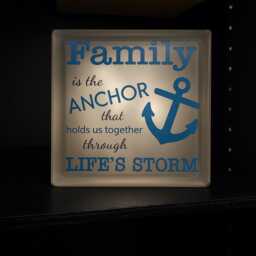 Family Anchor Frosted Glass Block - Home Decor Night Light - thumbnail 3