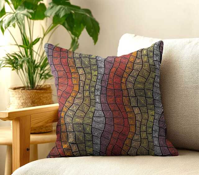 "Indigenous Abstract Cushion Covers - ""Sand Dunes"" Design 18""/20" - image 1