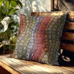 "Indigenous Abstract Cushion Covers - ""Sand Dunes"" Design 18""/20" - thumbnail 2