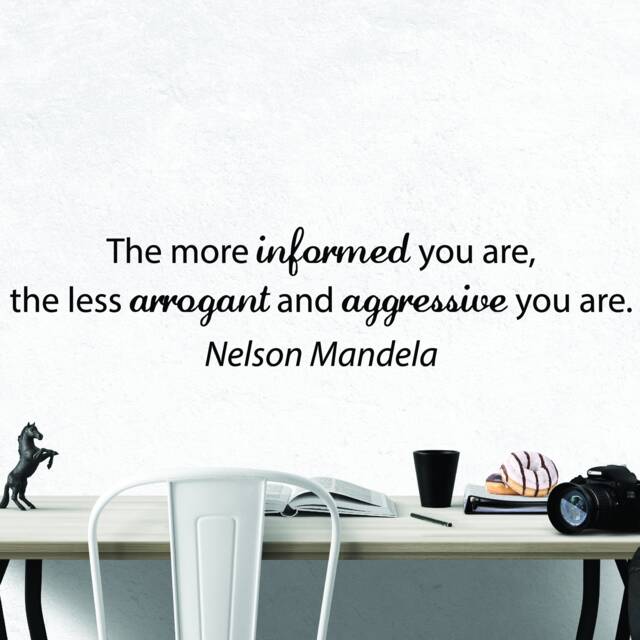 Nelson Mandela Informed Inspirational Motivational Wall Decal Quote Art Inspired Focus Positive Home Room Decor Encouragement 42x10 In - image 1