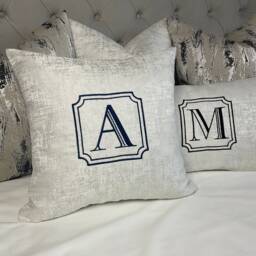 "Luxury Cushion, Personalised Monogram Initials Cushion - Pillow , Embroidered 16""/12""x20" - thumbnail 3