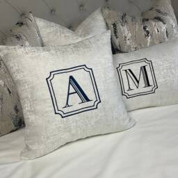"Luxury Cushion, Personalised Monogram Initials Cushion - Pillow , Embroidered 16""/12""x20" - thumbnail 4