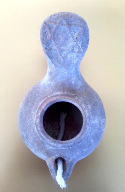 Jerusalem Star Of David Oil Lamp Clay, Ancient Oil Candle, Holy Lamp From Jerusalem, Blessed Ancient Israel, Made in Israel - image 1