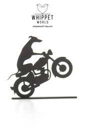 Whippet Motorbike Ornament Greyhound Matte Black Acrylic Tv Topper