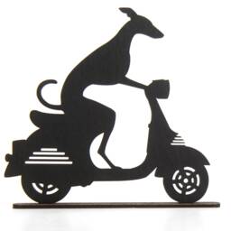 Whippet Motorbike Ornament Greyhound Matte Black Acrylic Tv Topper - thumbnail 3