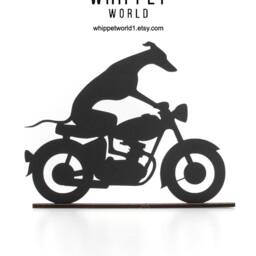 Whippet Motorbike Ornament Greyhound Matte Black Acrylic Tv Topper - thumbnail 2