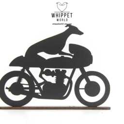 Whippet Motorbike Ornament Greyhound Matte Black Acrylic Tv Topper - thumbnail 4