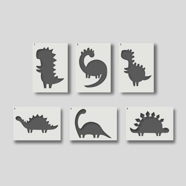 Cute Dinosaur Stencils - Reusable For Wall Art, Home D??cor, Painting. Various Design & Size Options. Group 1 - image 1