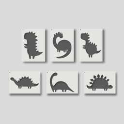 Cute Dinosaur Stencils - Reusable For Wall Art, Home D??cor, Painting. Various Design & Size Options. Group 1 - thumbnail 1