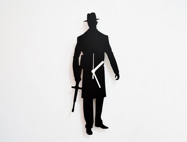 American Mafia Gangster Silhouette - Wall Clock - image 1