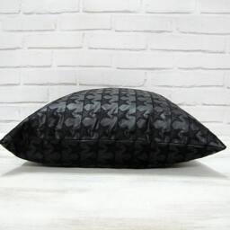 Black Vegan Leather Pillow Cover Embroidered Star Pattern - thumbnail 3